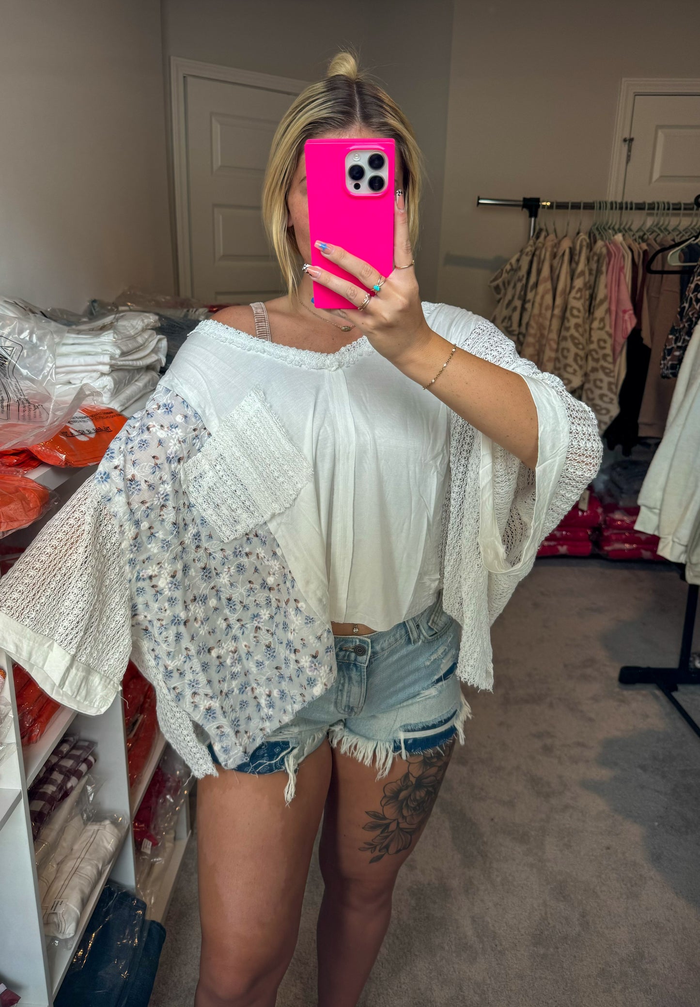 Quarter Sleeve Crochet Top