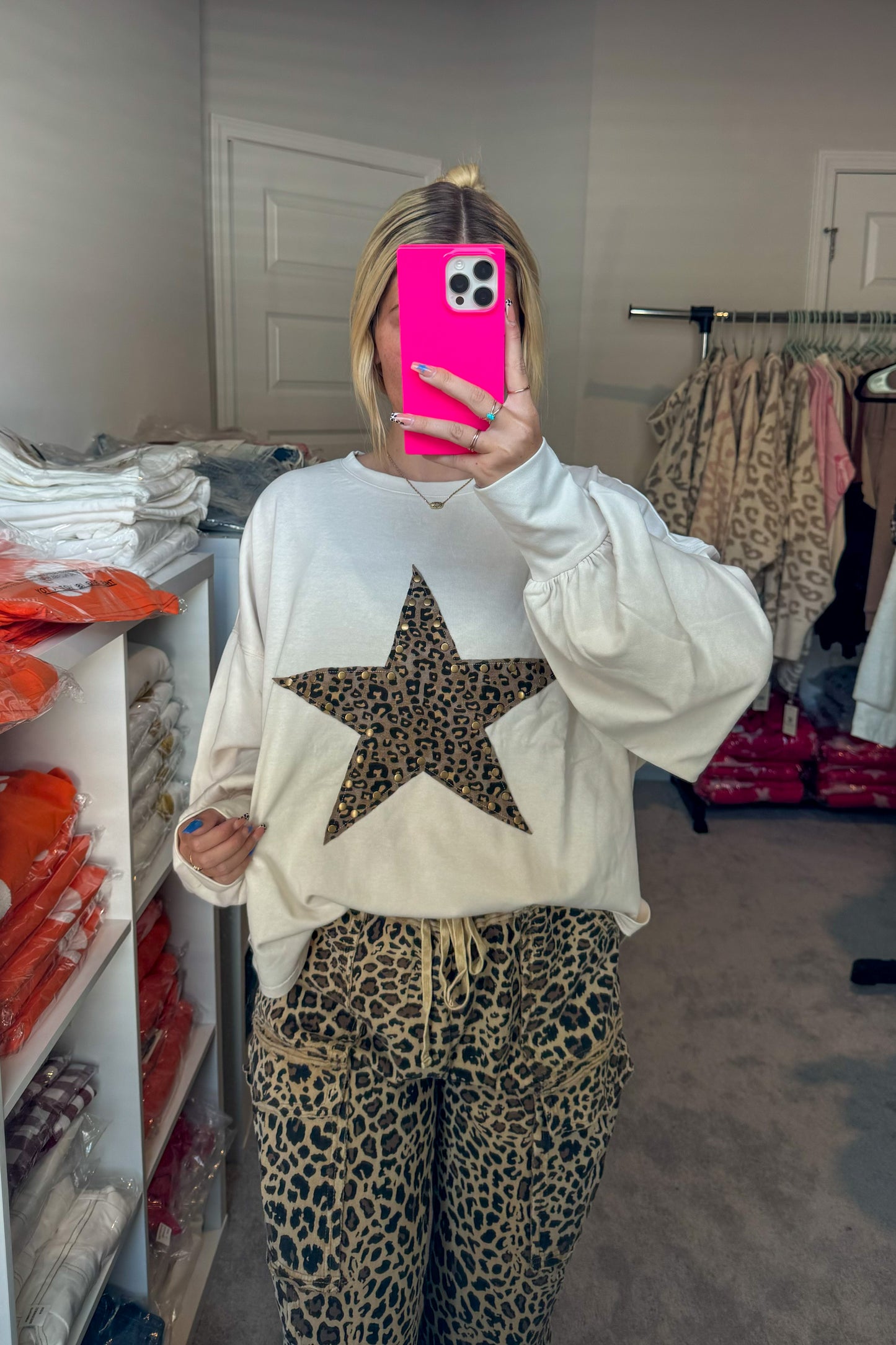 Long Sleeve Cheetah Star Top