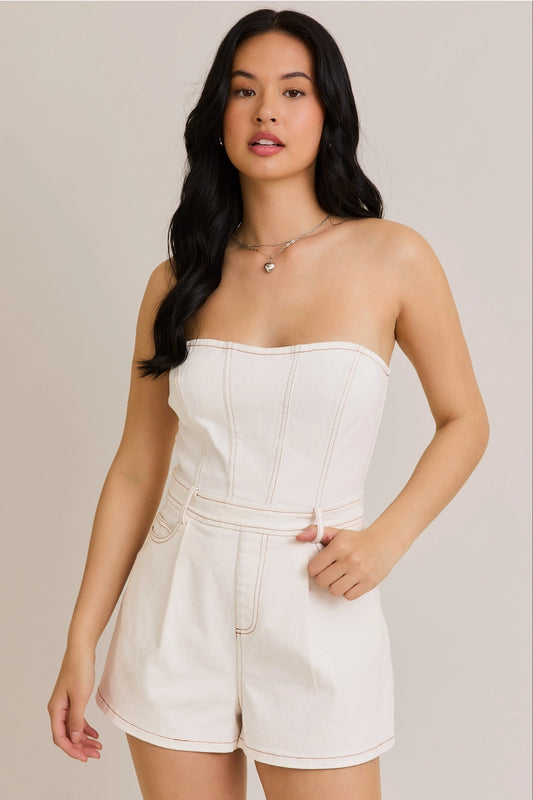White Denim Romper