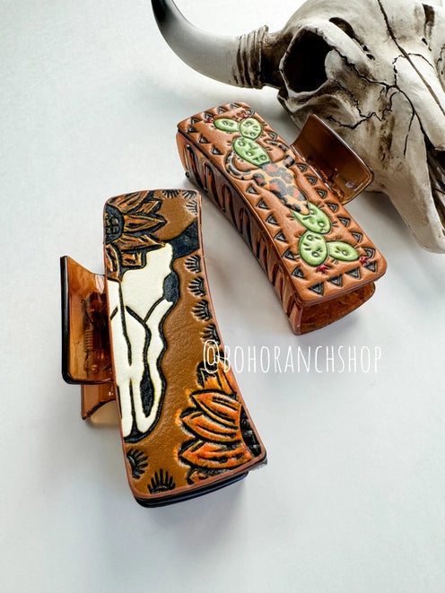 Western Skull Claw Clip