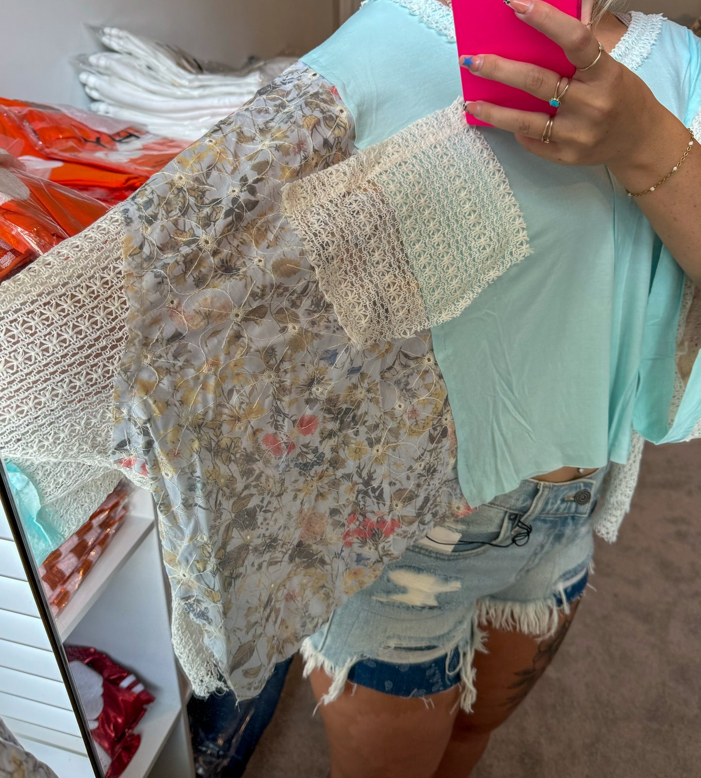 Quarter Sleeve Crochet Top