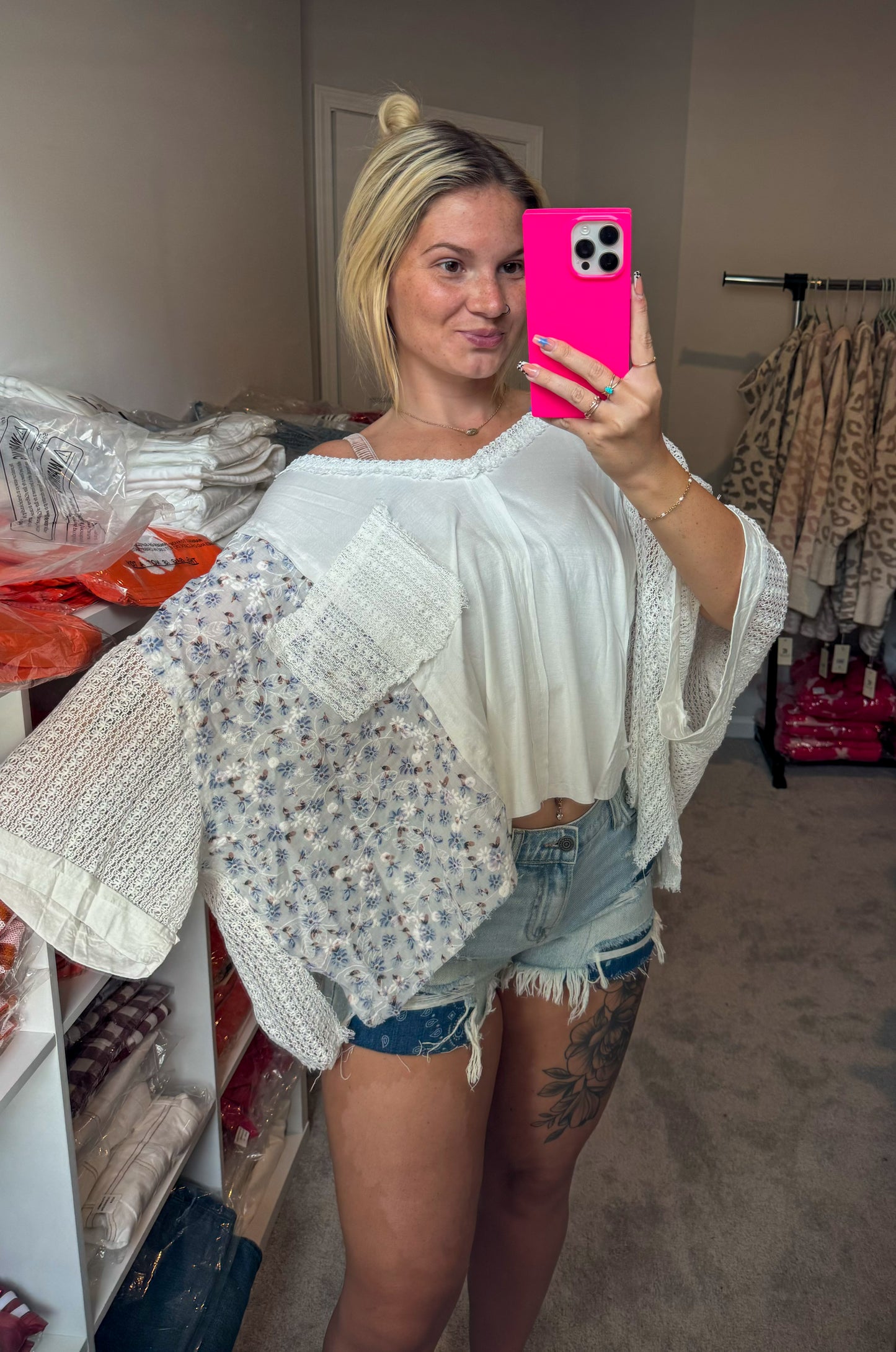 Quarter Sleeve Crochet Top