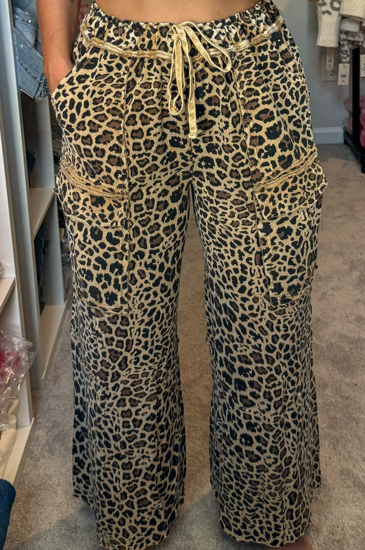 Terry Knit Cheetah Pants
