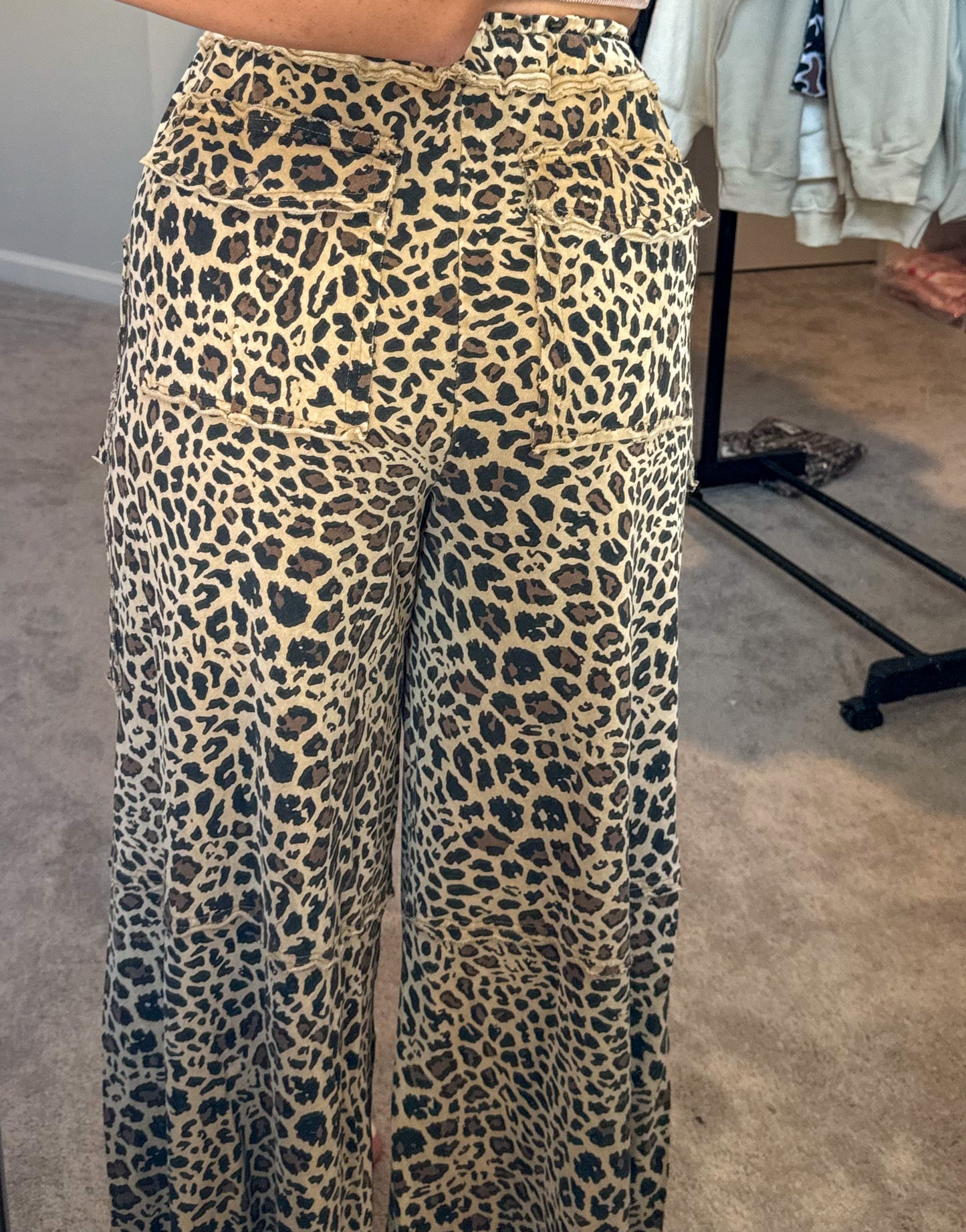 Terry Knit Cheetah Pants