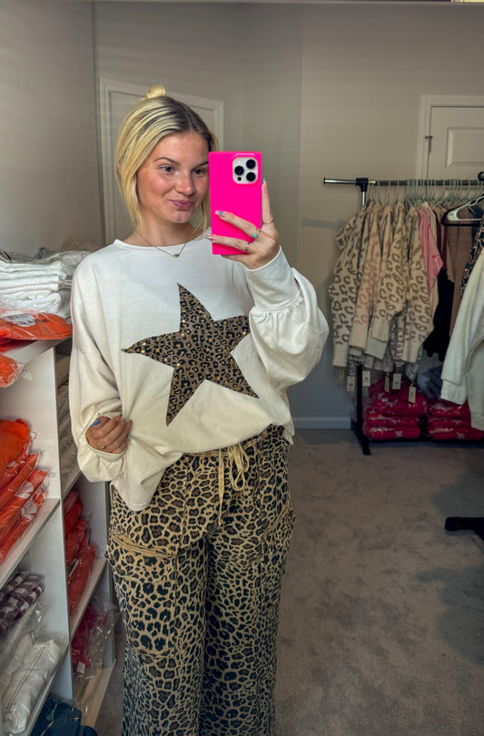 Long Sleeve Cheetah Star Top