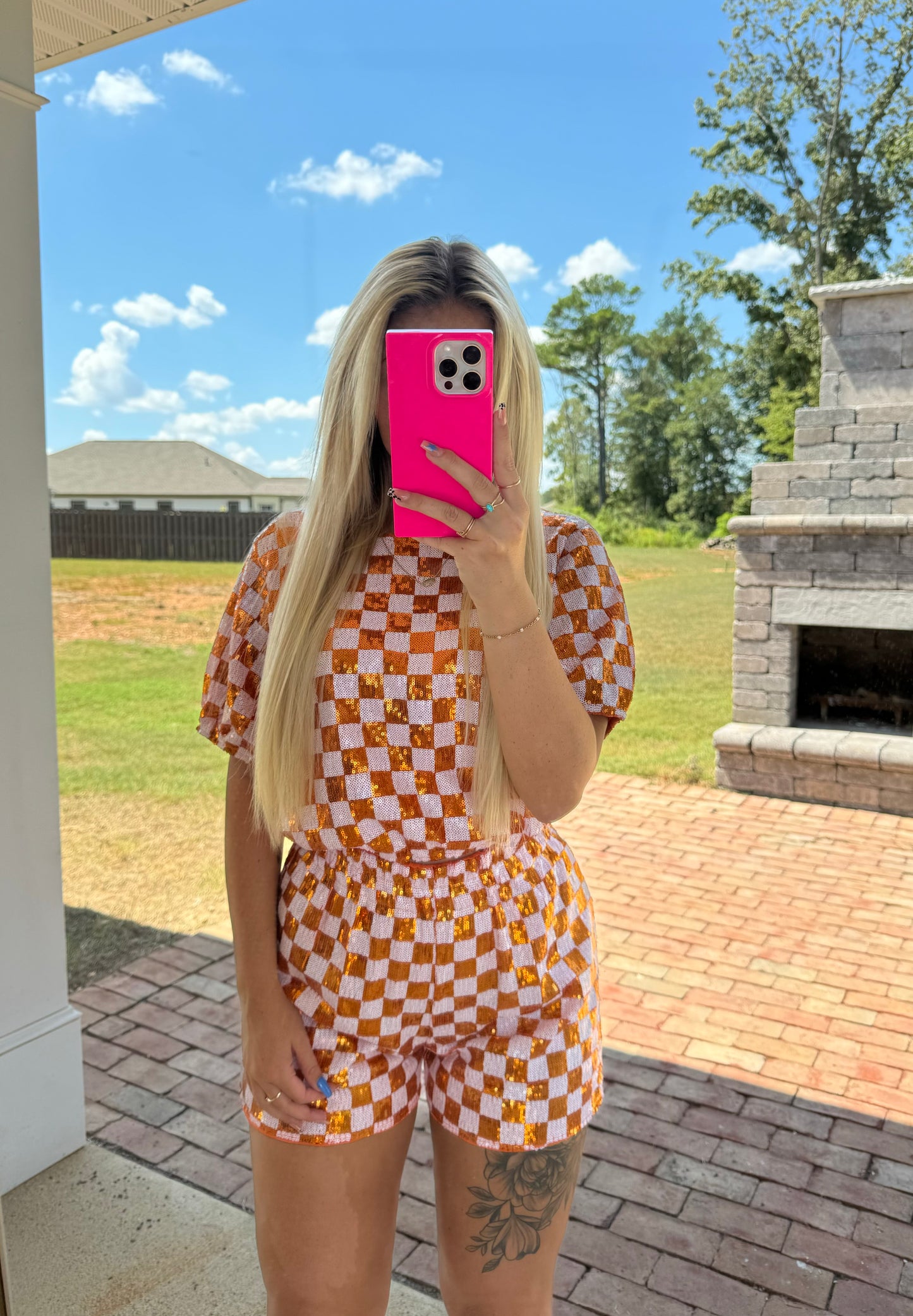 Checkered Glitter Shorts