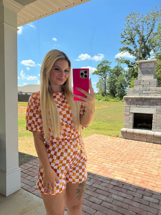 Checkered Glitter Shorts