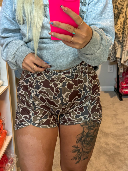 Green and Brown Como Shorts