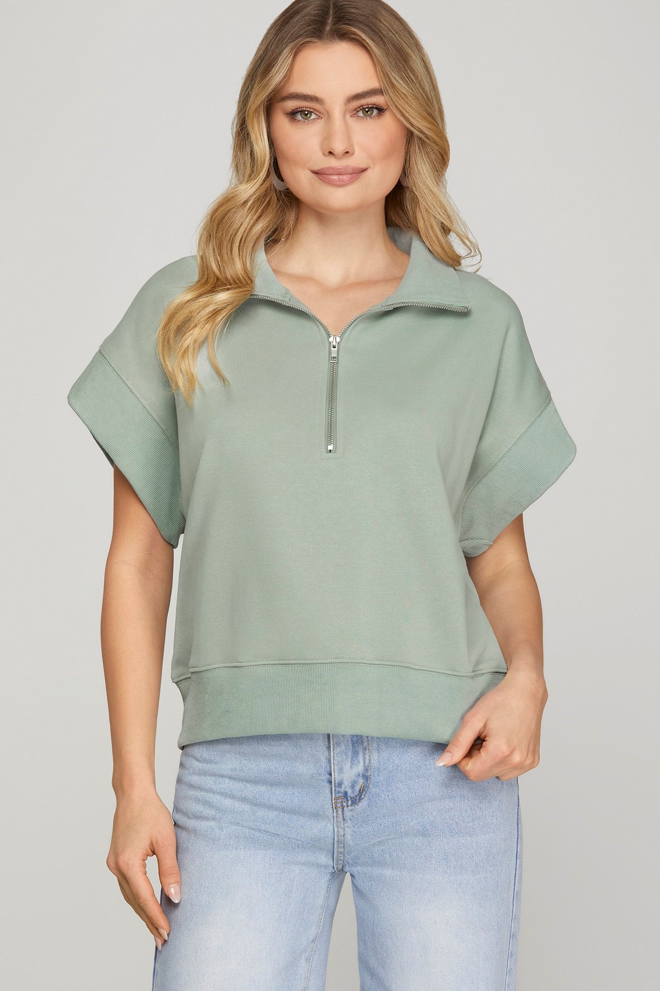 Mock Neck Terry sweat Shirt
