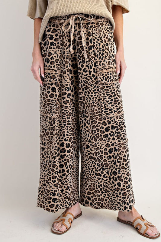 Terry Knit Cheetah Pants