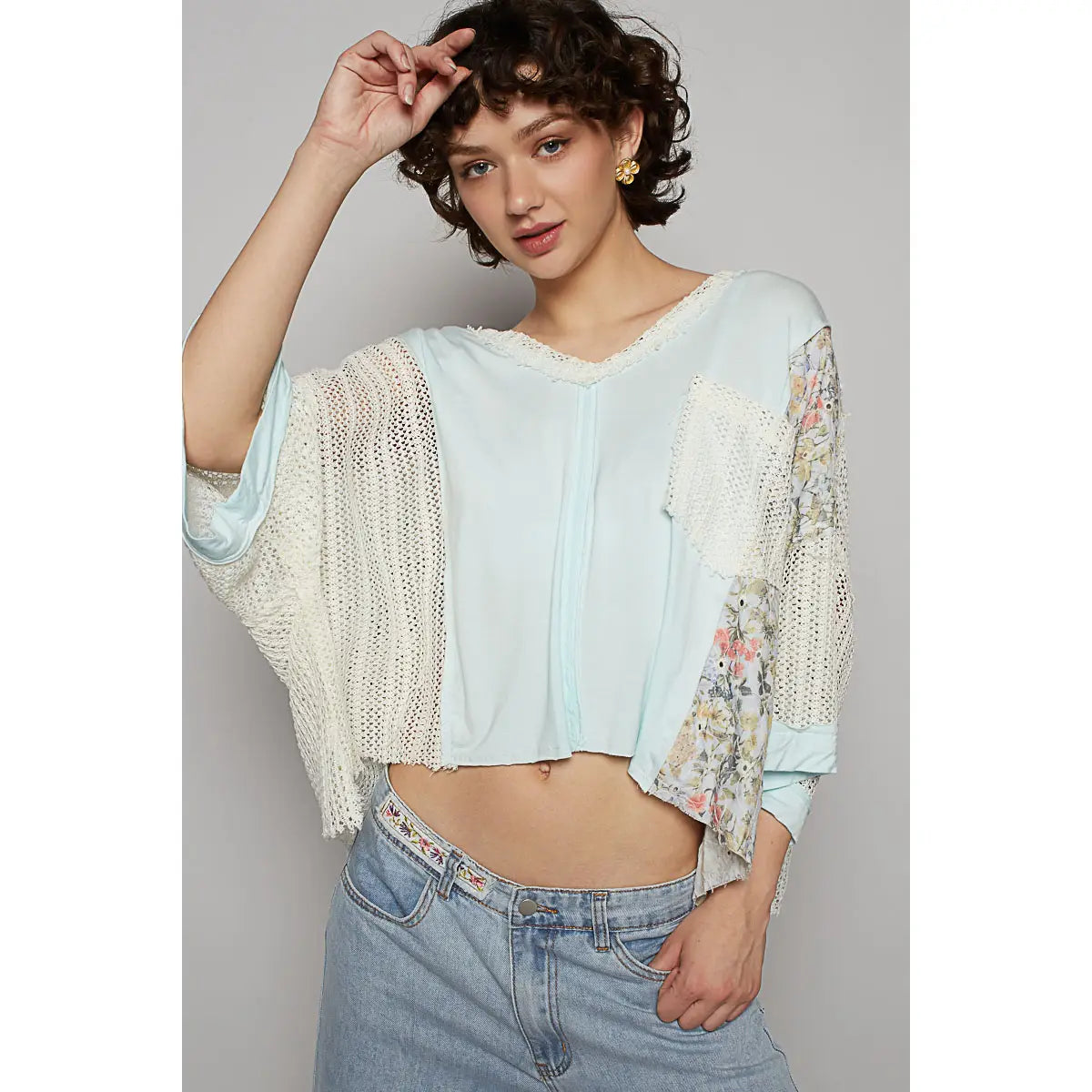 Quarter Sleeve Crochet Top